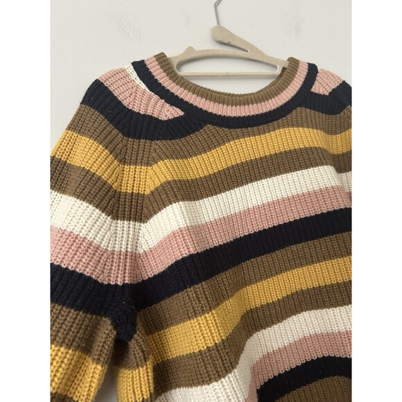 Madewell Striped Tilden Pullover Sweater Size XL  Merino Wool Blend - Picture 9 of 12
